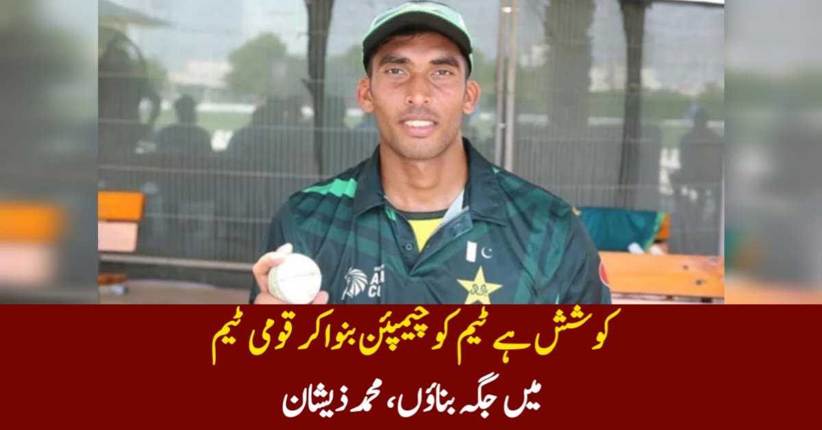 کوشش ہے ٹیم کو چیمپئن بنواکر قومی ٹیم میں جگہ بناؤں، محمد ذیشان